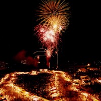 紀の川祭の花火と屋台